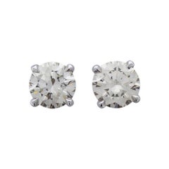 3.09 Carat Total Diamond Stud Earrings in 14 Karat White Gold 3.09 Carat Total Diamond Stud Earrings in 14 Karat White Gold