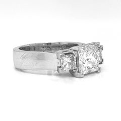 3.09 Carat T.W. Natural Mined Princess Cut 3 Stone GIA Certified Platinum Ring