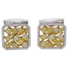 3.09 Carats Fancy Cut Diamond Cufflink in 18 Karat White Gold