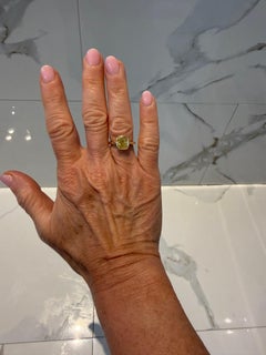 3.09 CT GIA Fancy Intense Yellow Cushion Cut Diamond Bezel Set Ring