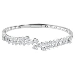 Bracciale a fascia con grappolo di diamanti naturali a forma di pera da 3,09 carati, in oro bianco 18 carati – Gioiello fatto a mano