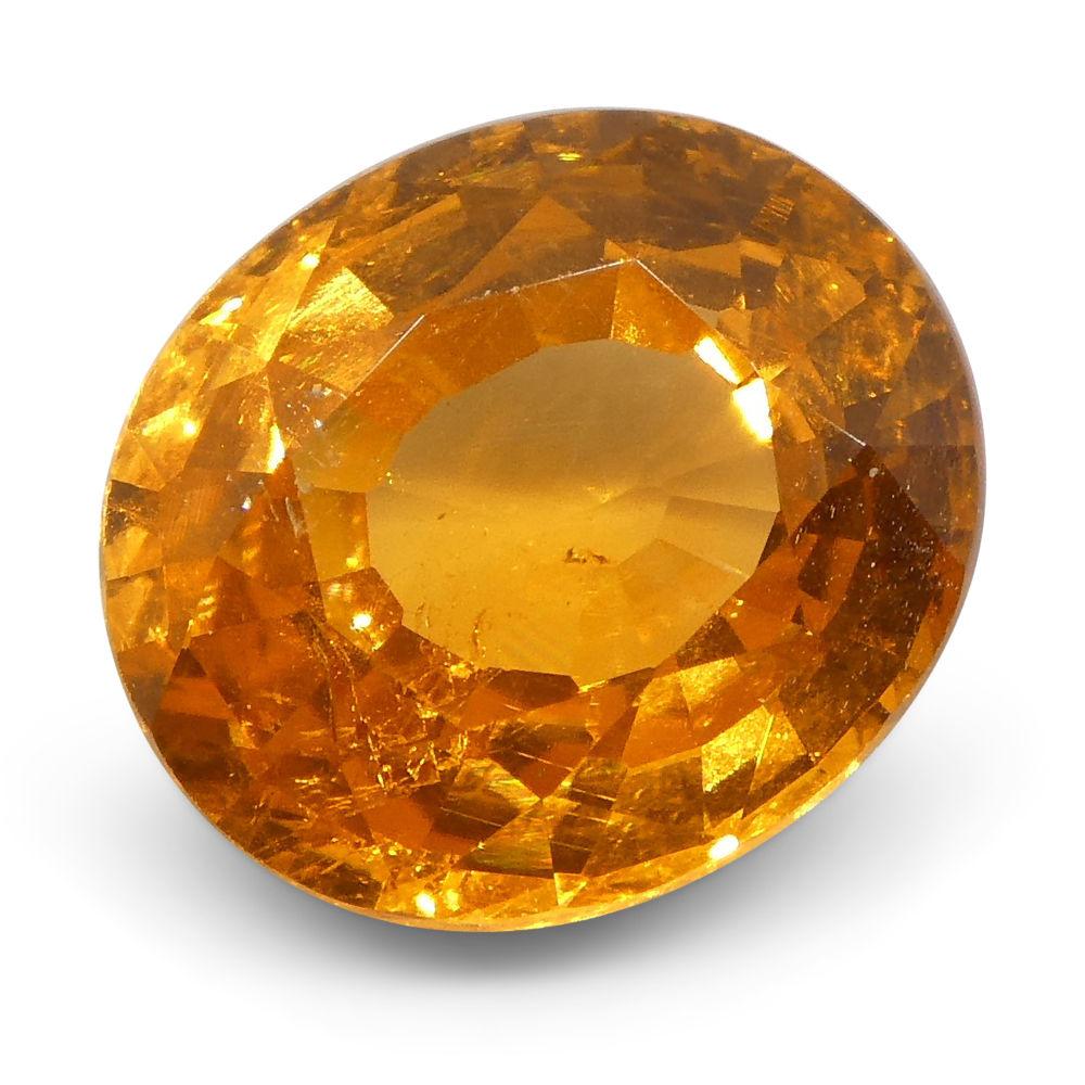 Women's or Men's 3.09 ct Oval Vivid Fanta Orange  Spessartite/Spessartine Garnet For Sale