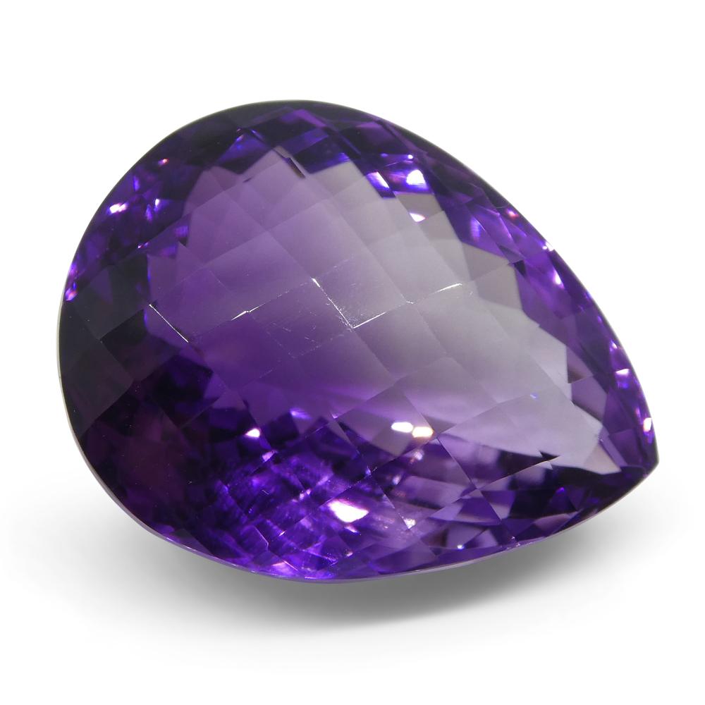 Women's or Men's 30.9 ct Pear Checkerboard Amethyst For Sale