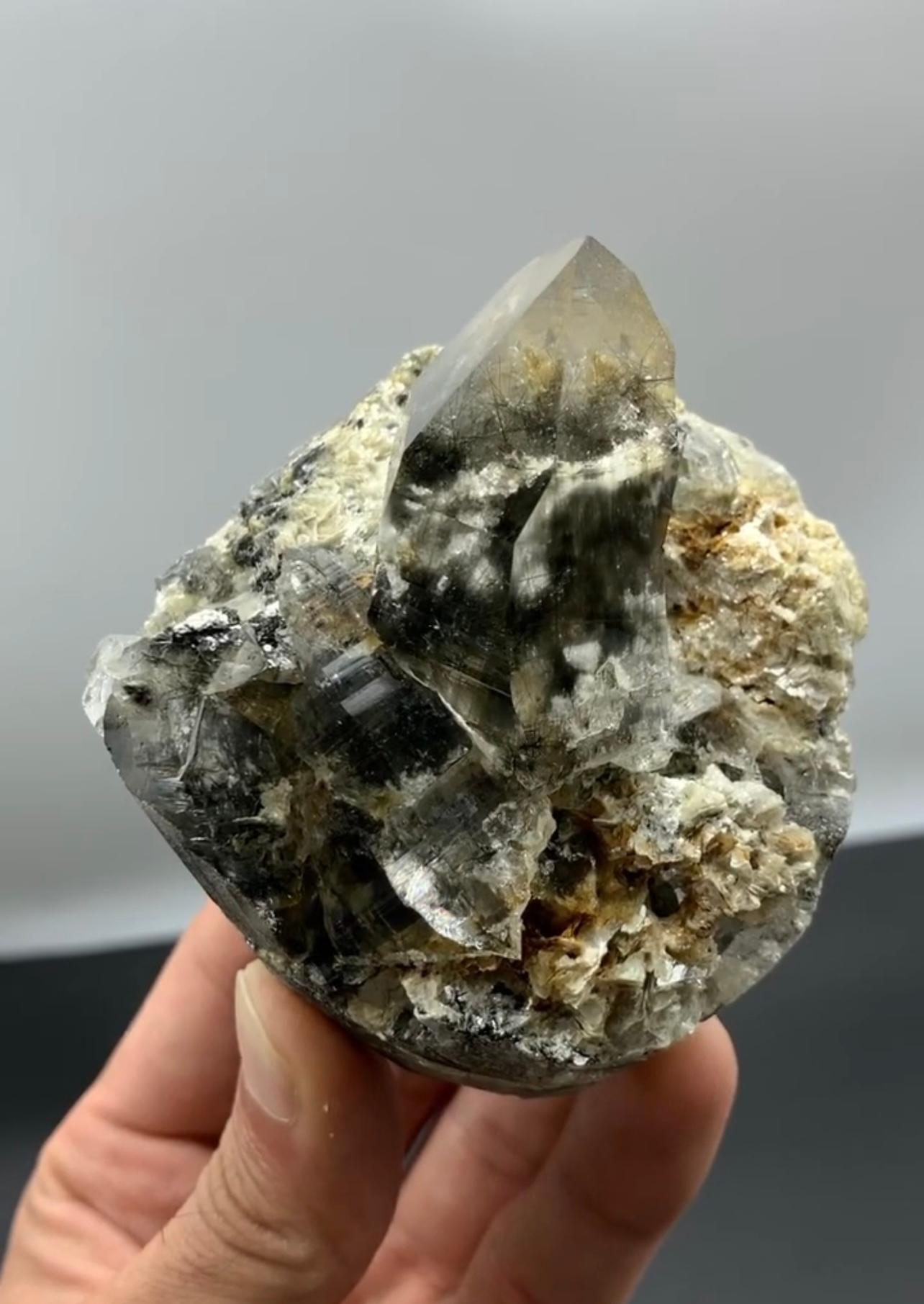 309 Grams Pointed Terminated Rutile Quartz Crystal On Matrix From Pakistan For Sale 4