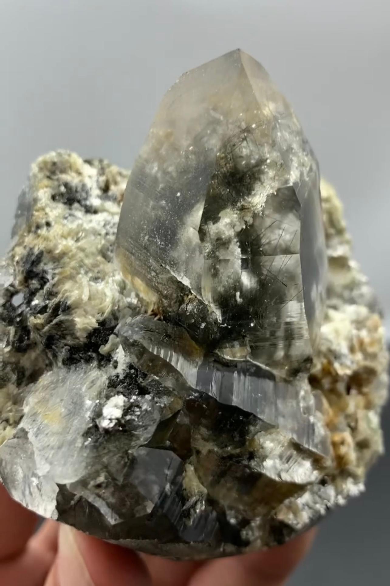 309 Grams Pointed Terminated Rutile Quartz Crystal On Matrix From Pakistan For Sale 1