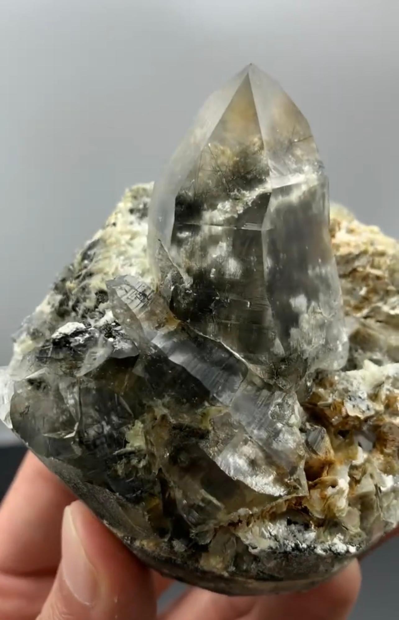 309 Grams Pointed Terminated Rutile Quartz Crystal On Matrix From Pakistan For Sale 2