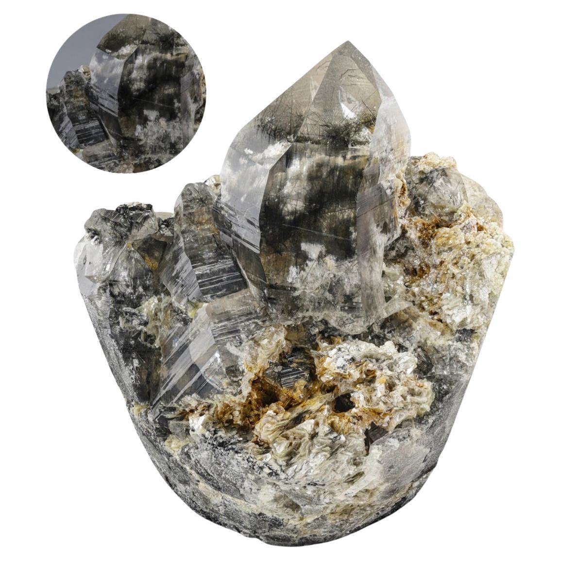 309 Grams Pointed Terminated Rutile Quartz Crystal On Matrix From Pakistan