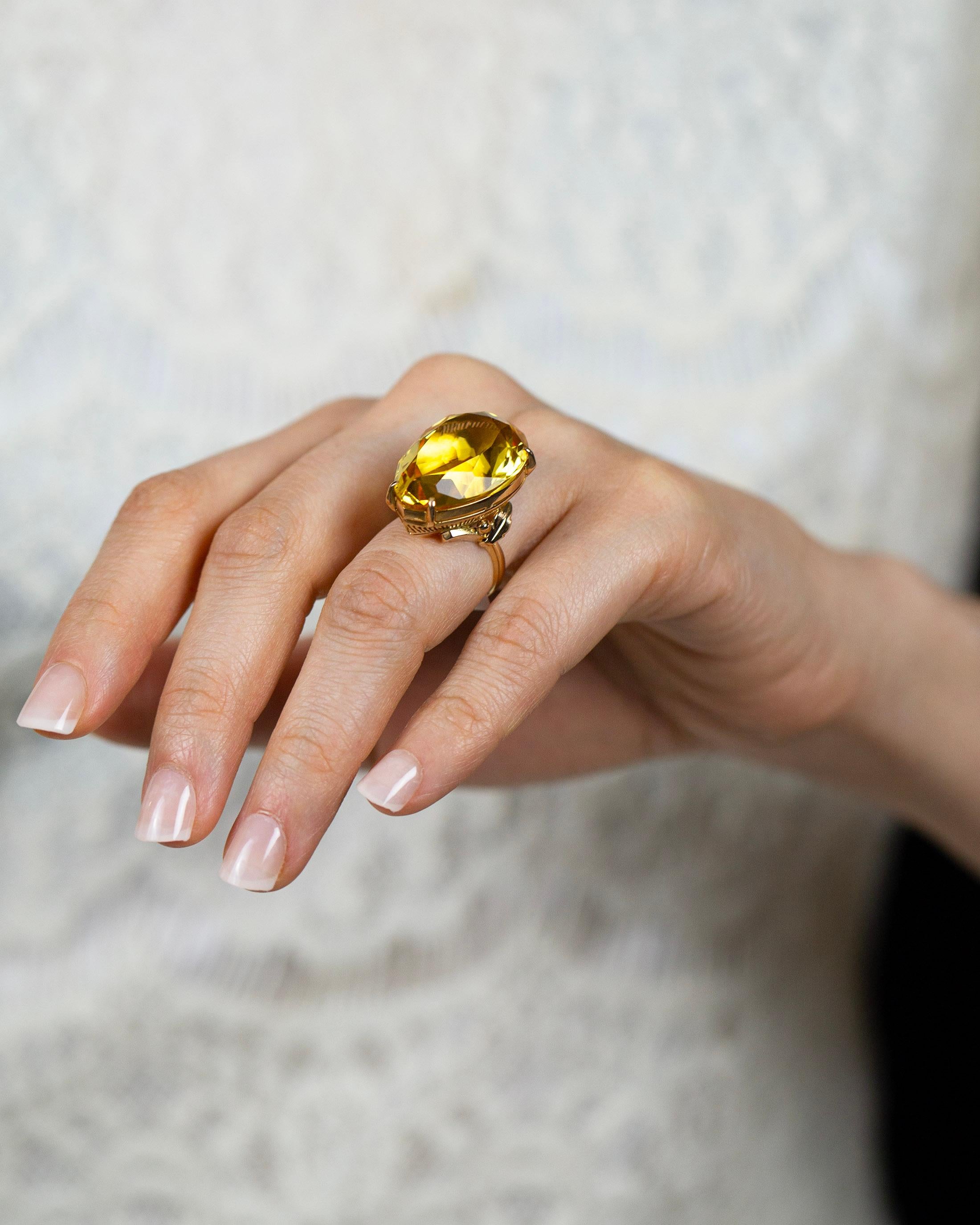 citrine teardrop ring