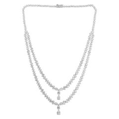 Collar de varias vueltas de diamantes naturales de 30,93 quilates Oro blanco de 14 quilates Joyería fina