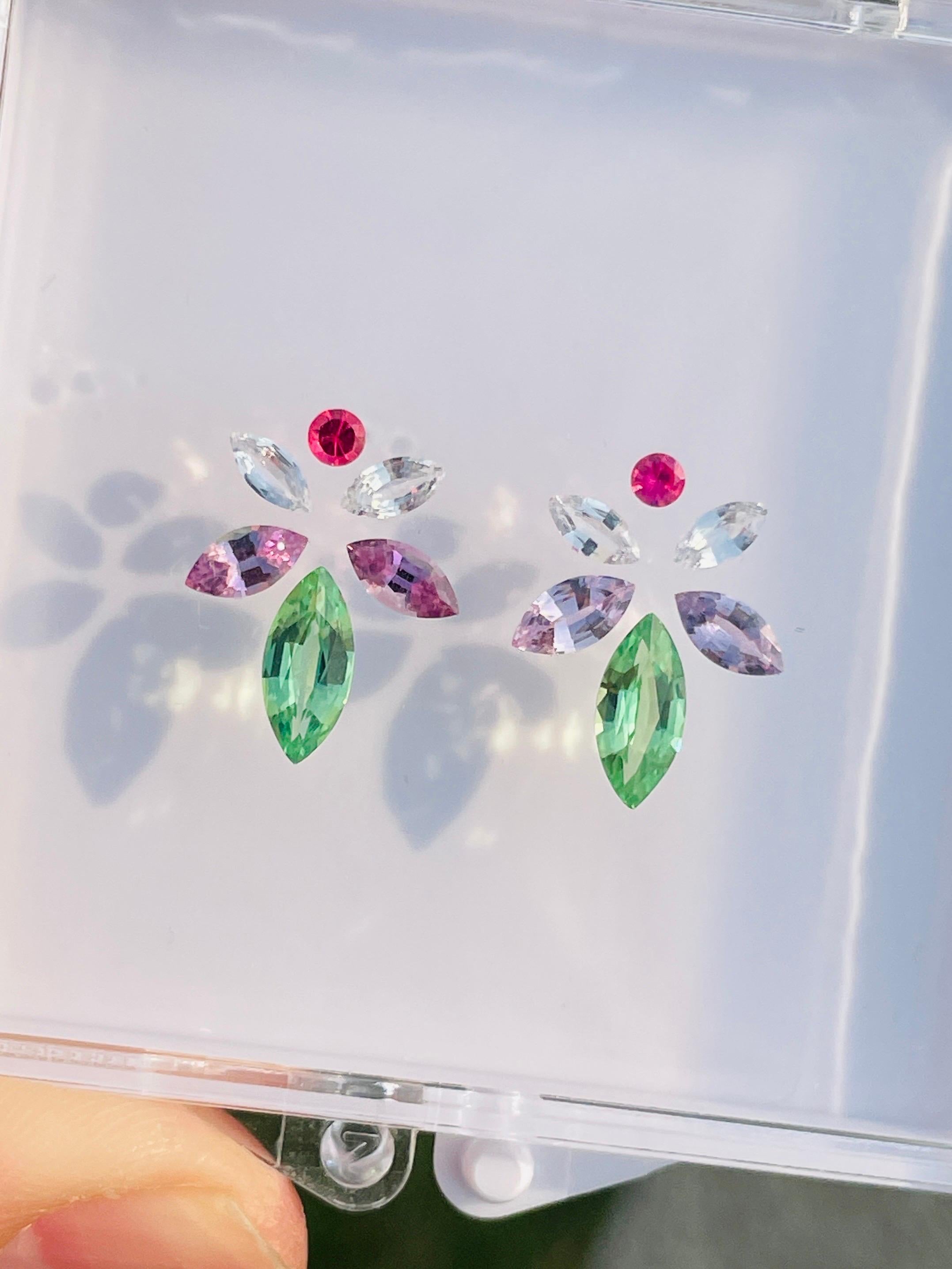 Brilliant Cut 3.09ct beauty natura tsavorite green garnet Jedi spinel sapphire earring ready For Sale