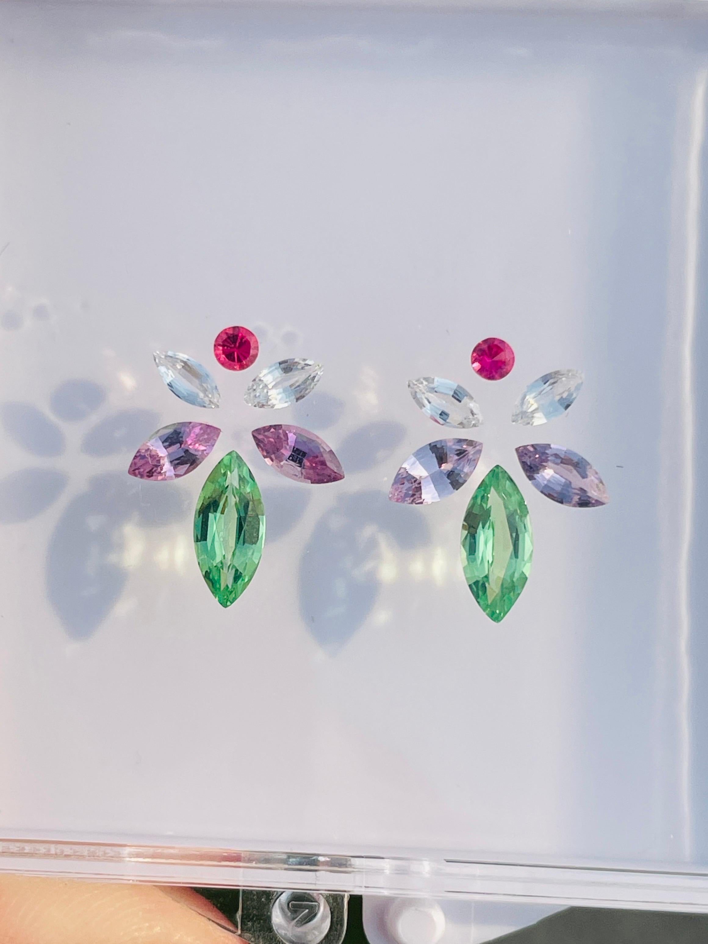 3.09ct beauty natura tsavorite green garnet Jedi spinel sapphire earring ready In New Condition For Sale In bangkok, TH