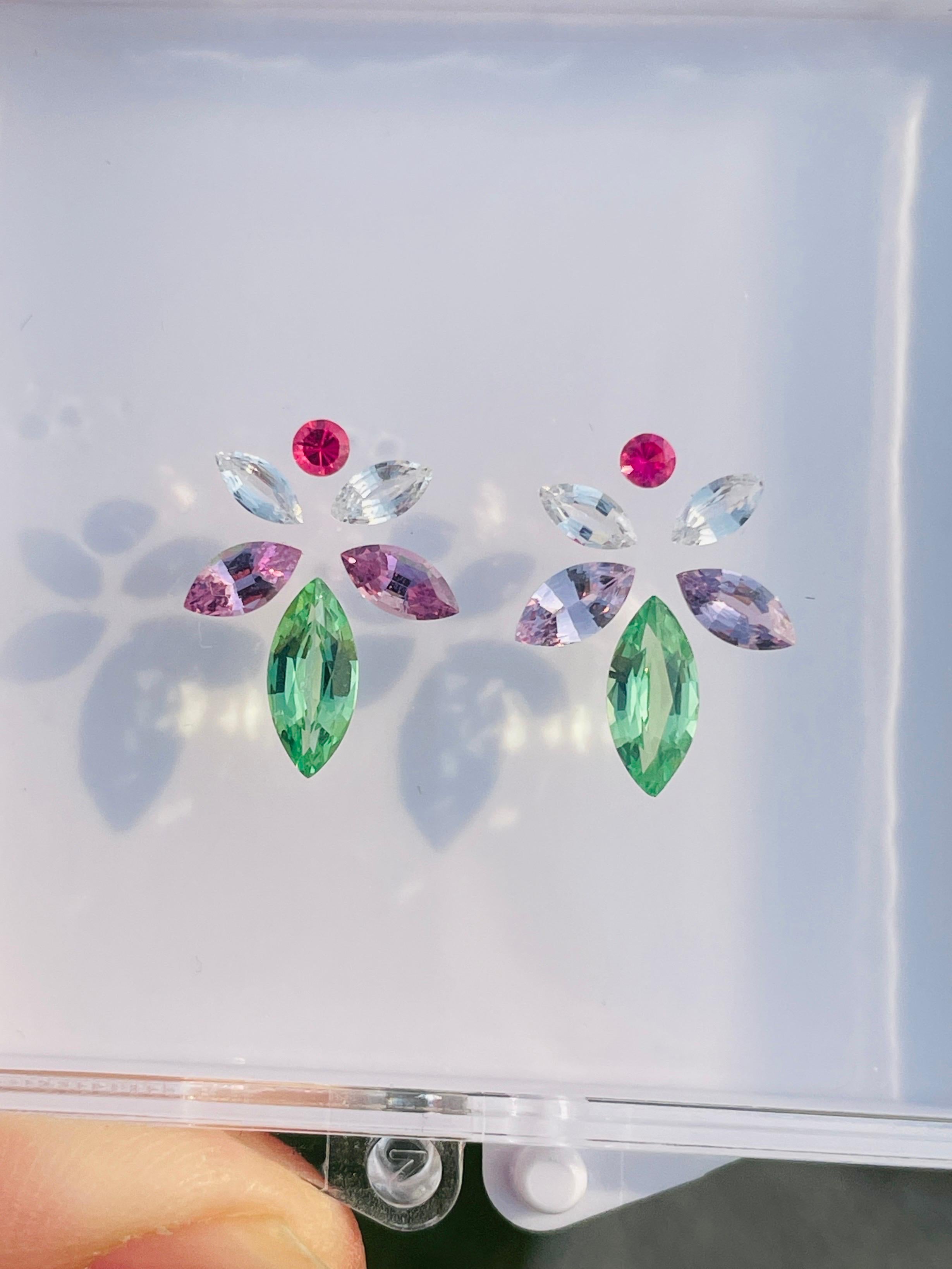 Women's 3.09ct beauty natura tsavorite green garnet Jedi spinel sapphire earring ready For Sale