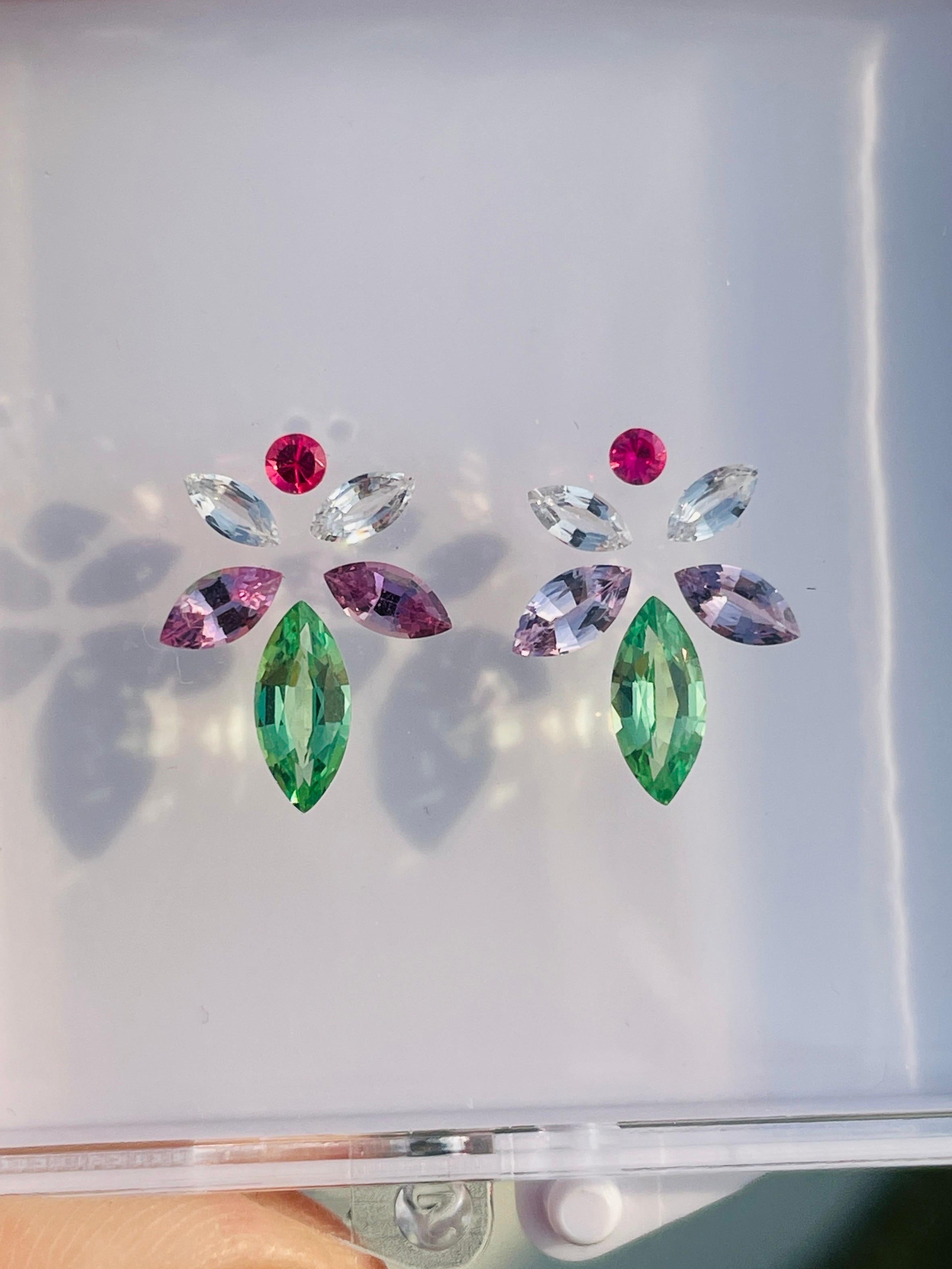 3.09ct beauty natura tsavorite green garnet Jedi spinel sapphire earring ready For Sale 1
