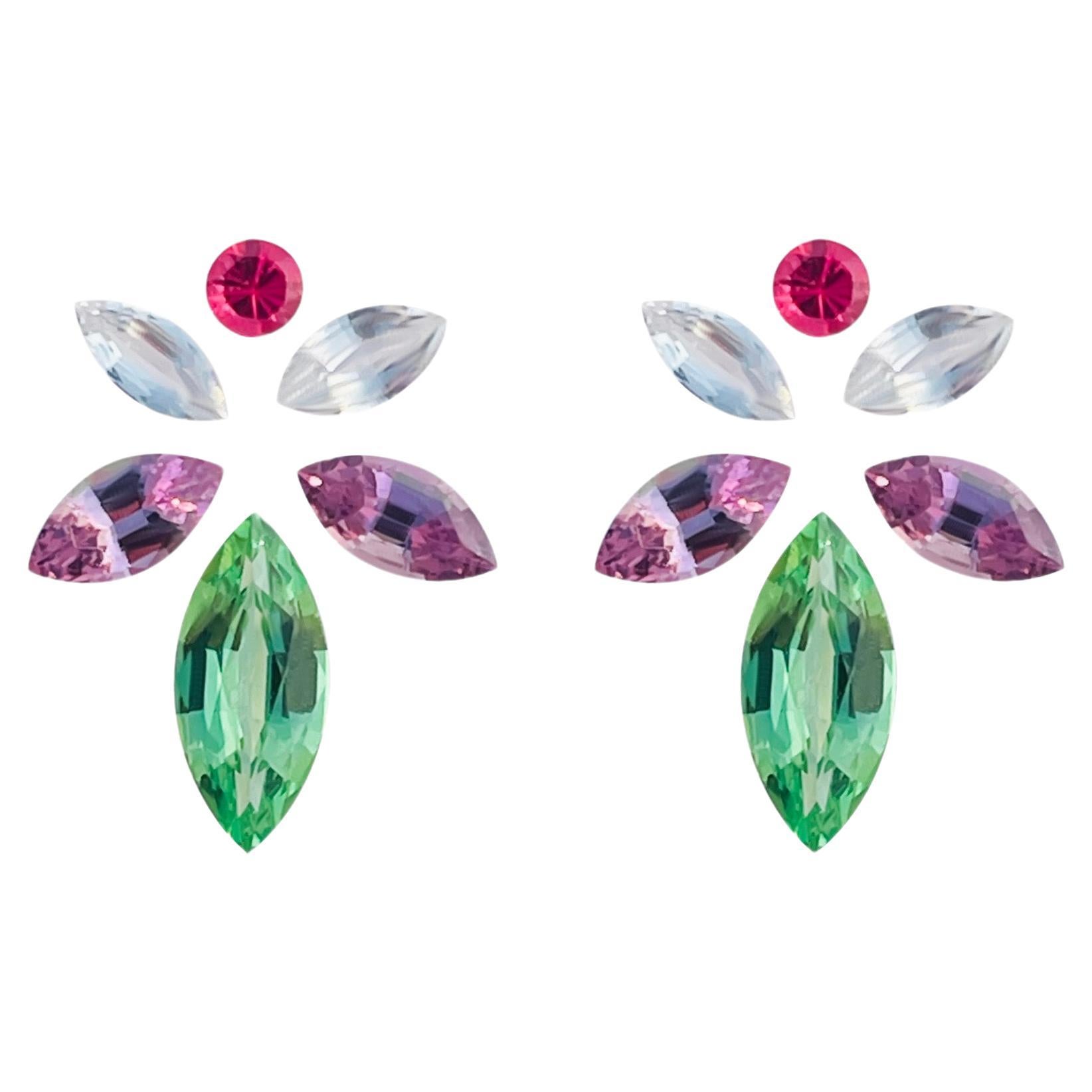 3.09ct beauty natura tsavorite green garnet Jedi spinel sapphire earring ready For Sale