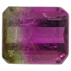 Tourmaline bicolore rose et verte taille émeraude de 3.09 carats du Brésil