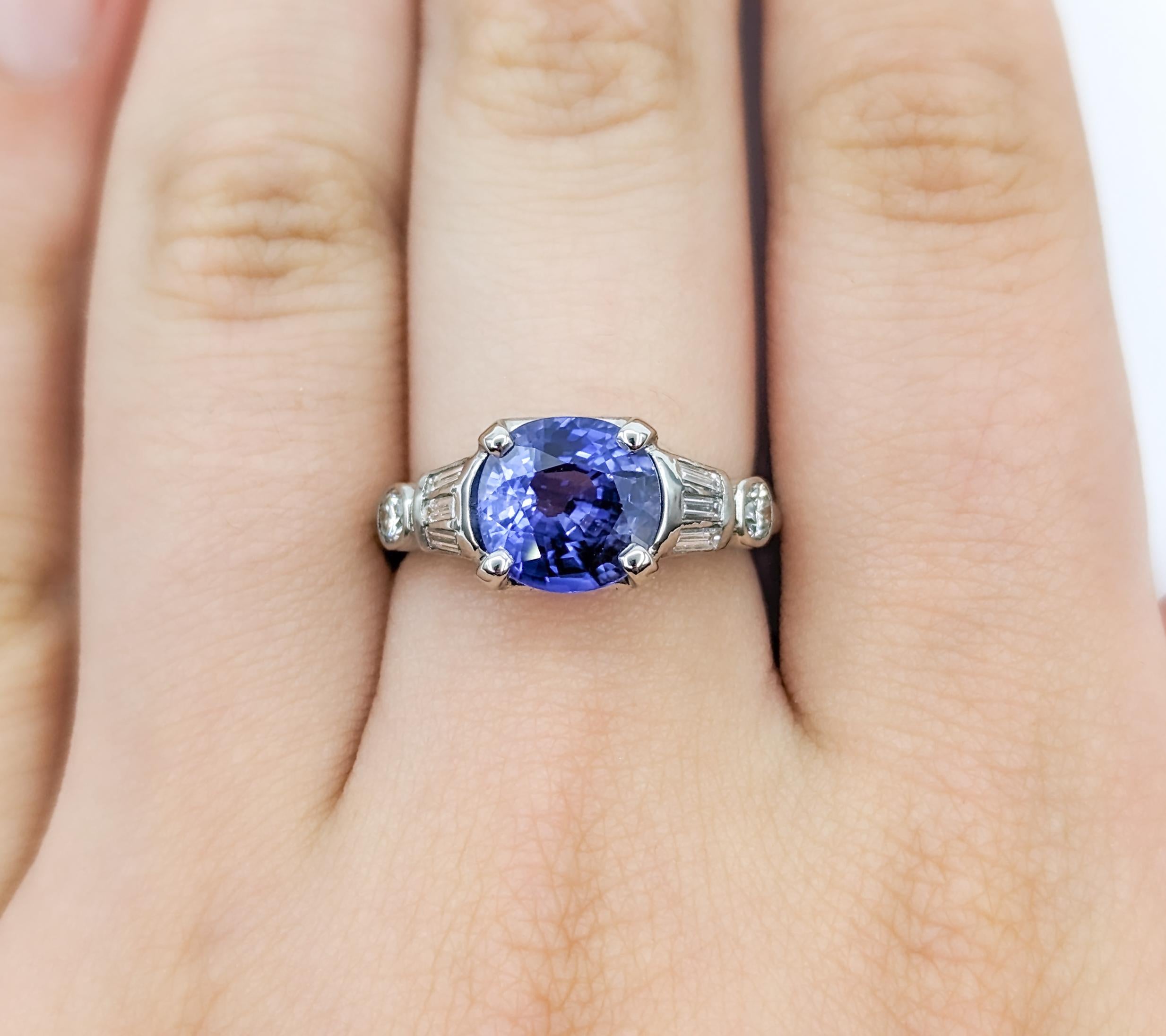 3,09ct Indigo Saphir in Platin im Zustand „Hervorragend“ in Bloomington, MN
