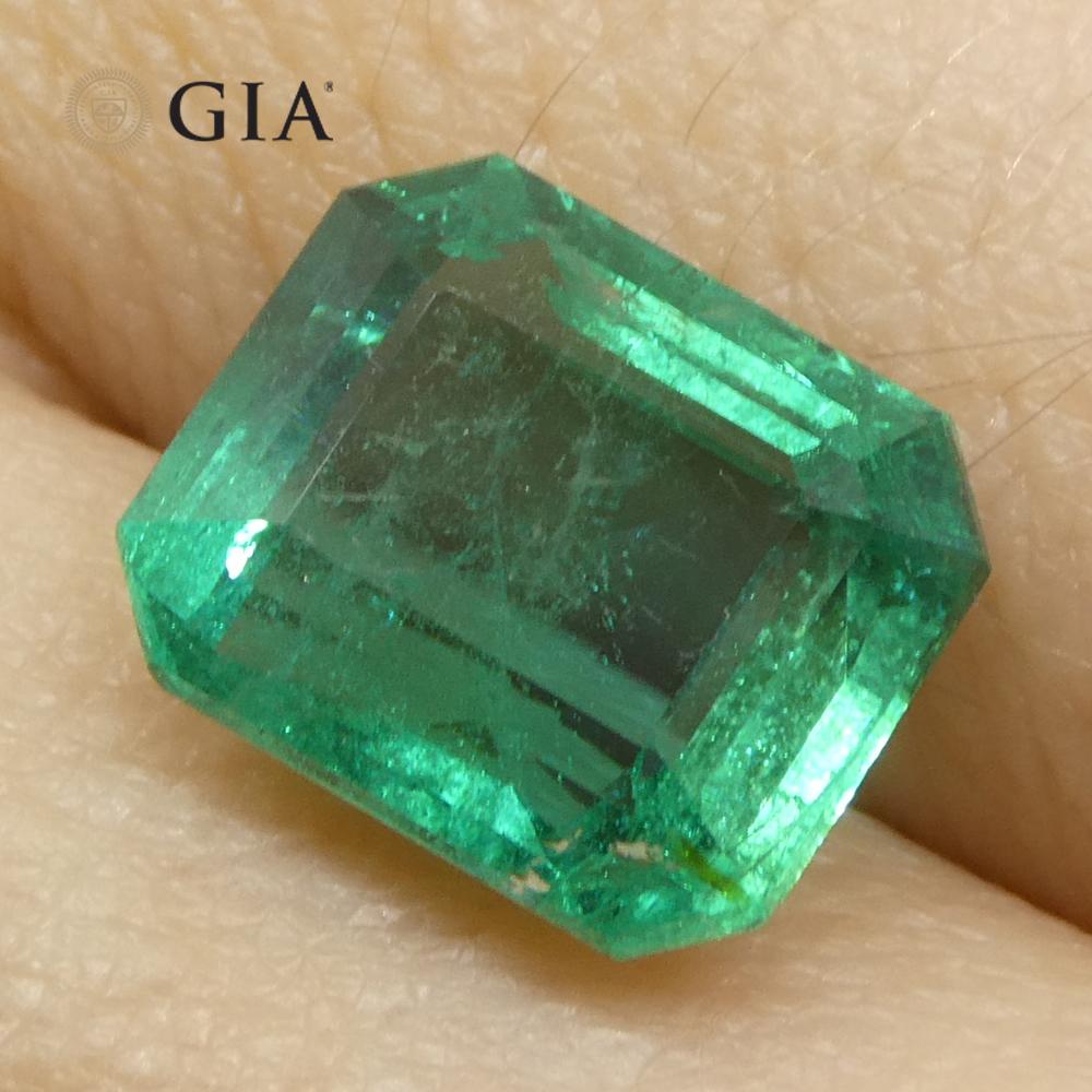 3,09 Karat achteckiger/grüner Smaragd im Smaragdschliff GIA-zertifizierter Zambia (F2) im Zustand „Neu“ in Toronto, Ontario