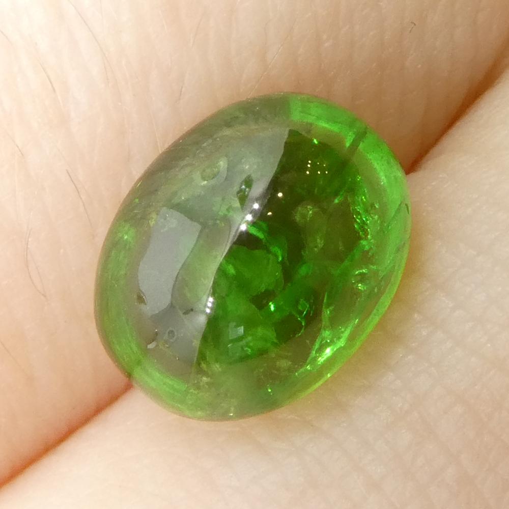 Granato ovale cabochon di tsavorite verde del Kenya, 3.09ct, non riscaldato in vendita 8