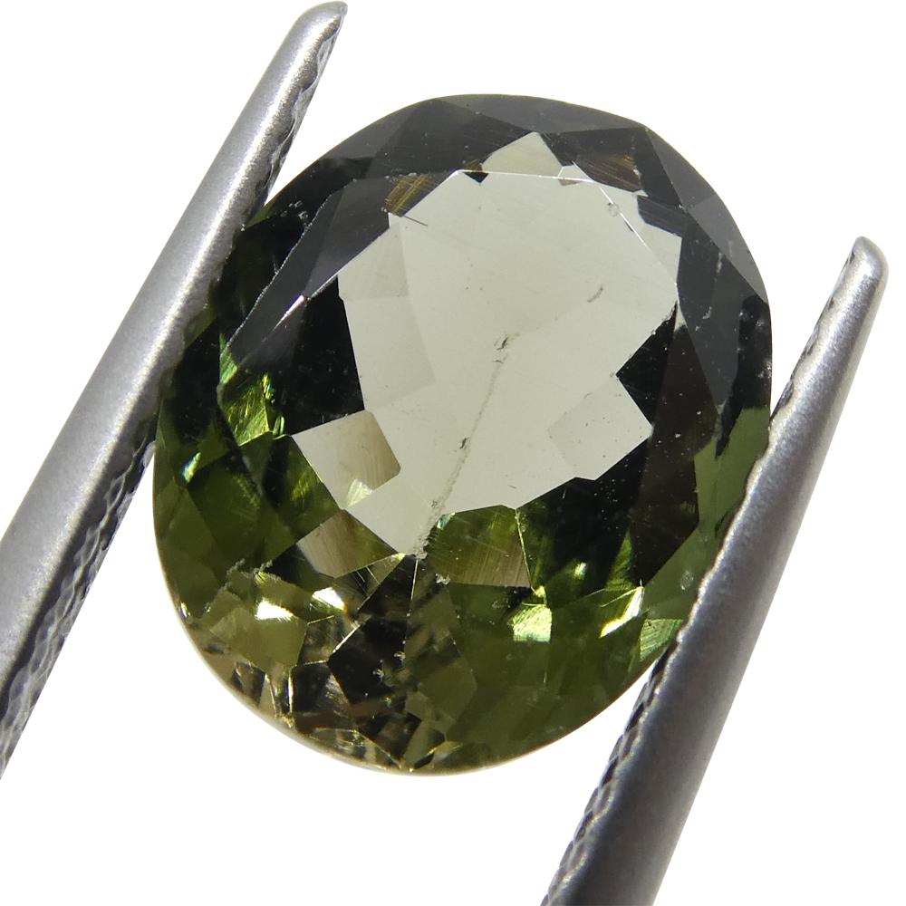 Brilliant Cut 3.09ct Oval Olive Green Tourmaline For Sale