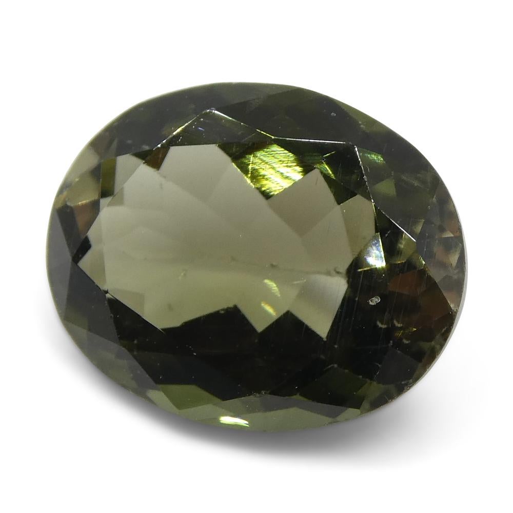 3.09ct Oval Olive Green Tourmaline In New Condition For Sale In Toronto, Ontario