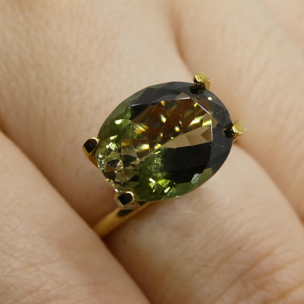 Women's or Men's 3.09ct Oval Olive Green Tourmaline For Sale