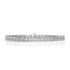 3.09ct Round Brilliant Cut Diamond Double Row Tennis Bracelet in 18k White Gold