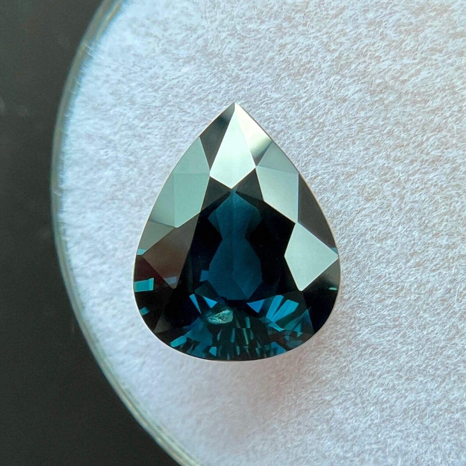 3.09ct Zafiro Tailandés Natural Corte Pera Gra Certificado Azul Teal Profundo 10.9x8.8mm en venta 1