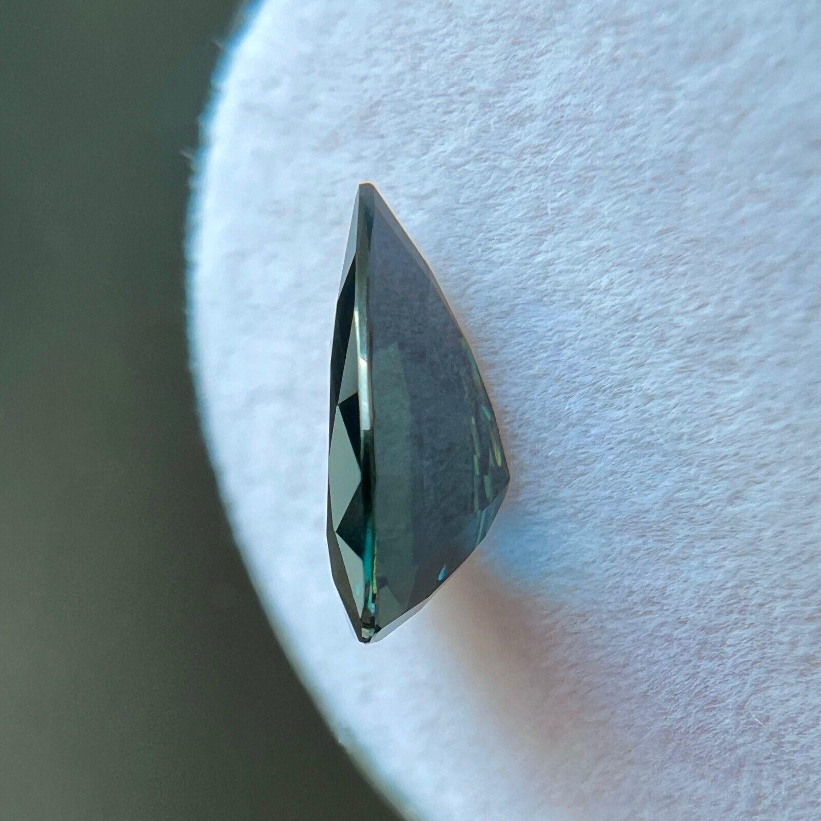 3.09ct Zafiro Tailandés Natural Corte Pera Gra Certificado Azul Teal Profundo 10.9x8.8mm en venta 4