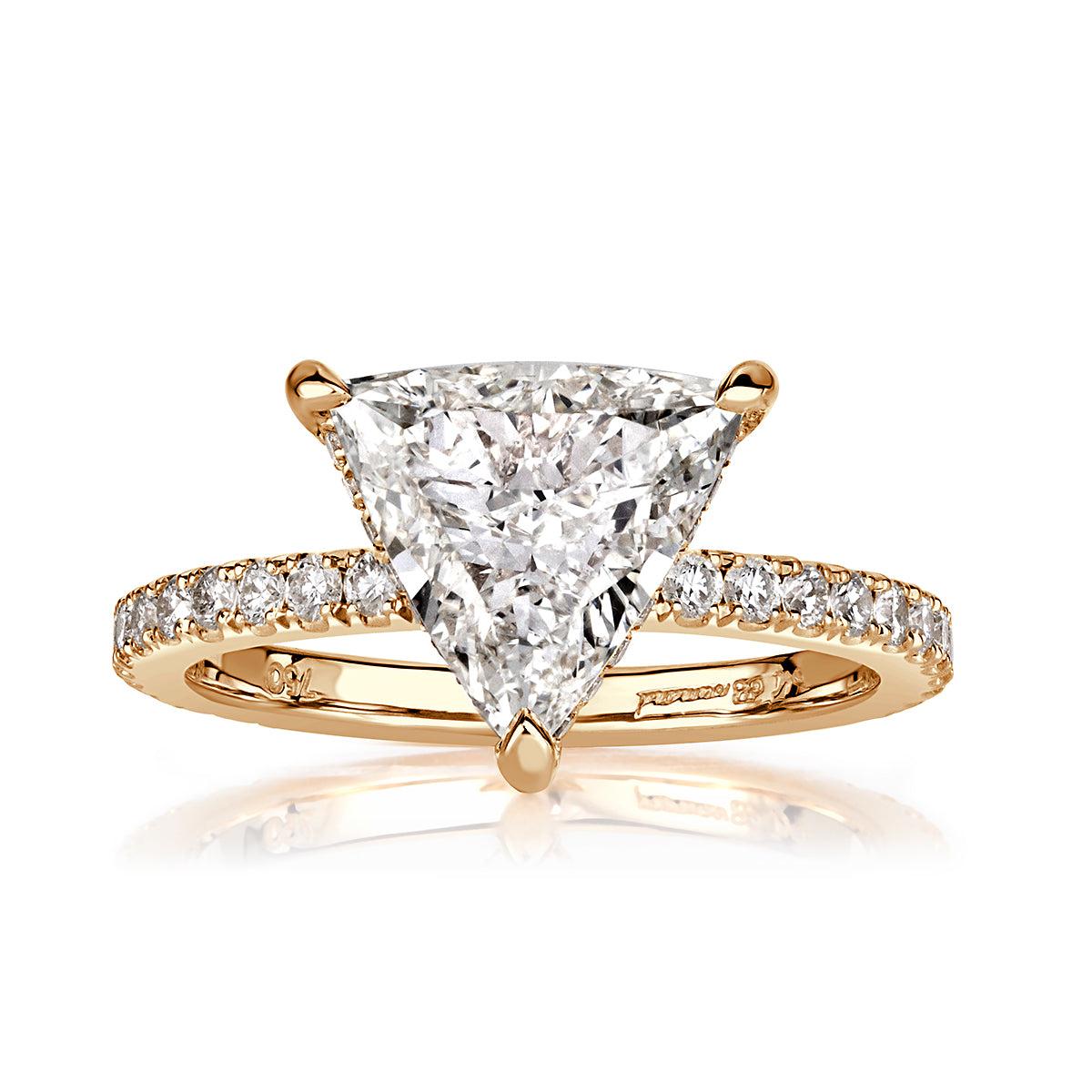 3.09ct Trillion Cut Lab Grown Diamond Engagement Ring For Sale