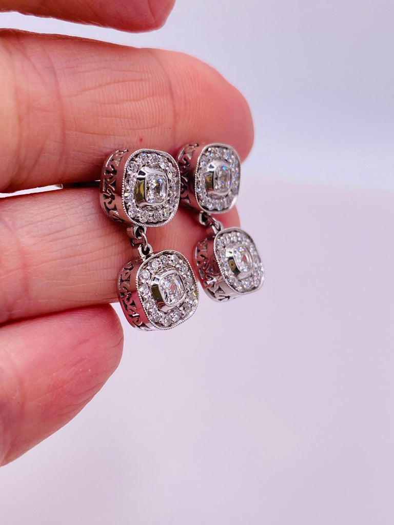 3.09CTW Diamond White Gold Necklace and Earring Set For Sale at 1stDibs