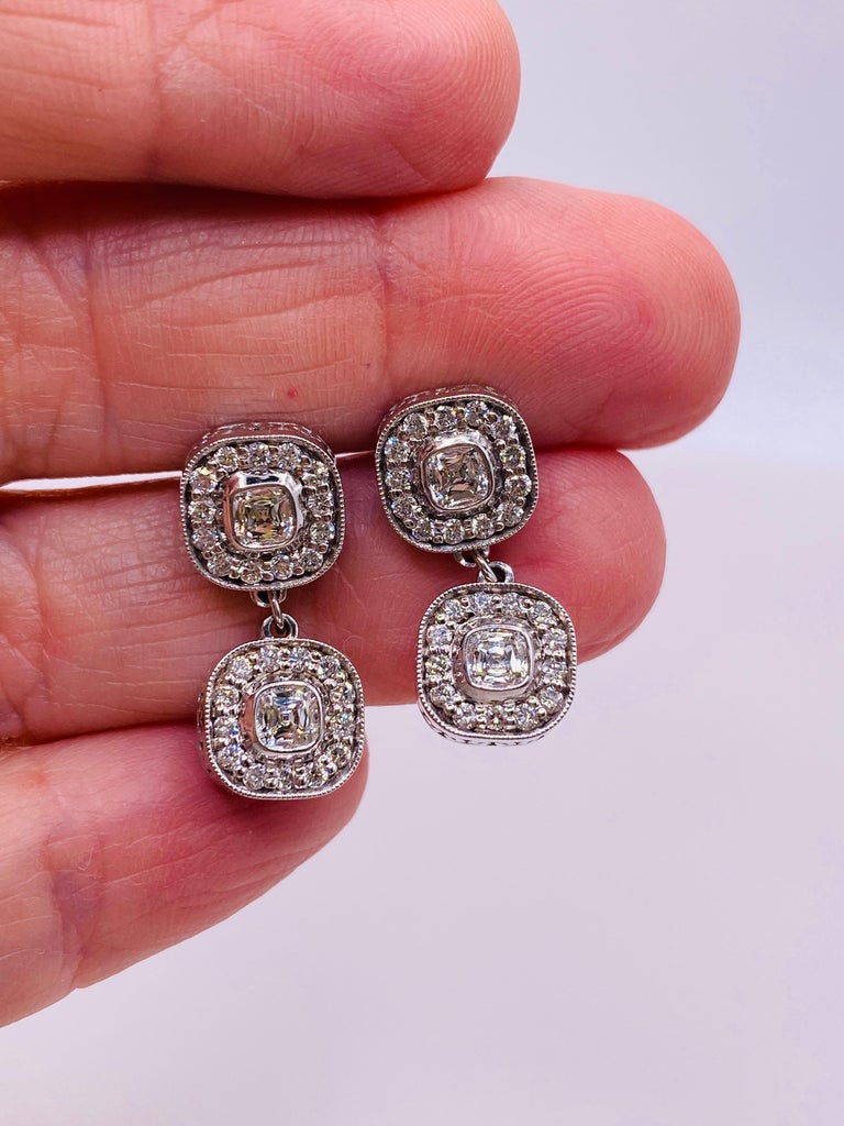 3.09CTW Diamond White Gold Necklace and Earring Set For Sale at 1stDibs