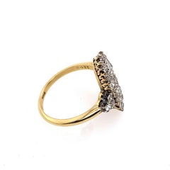 3.0ct Antique Lozenge Shape Victorian Cut Diamond Cluster Ring in 18ct Gold