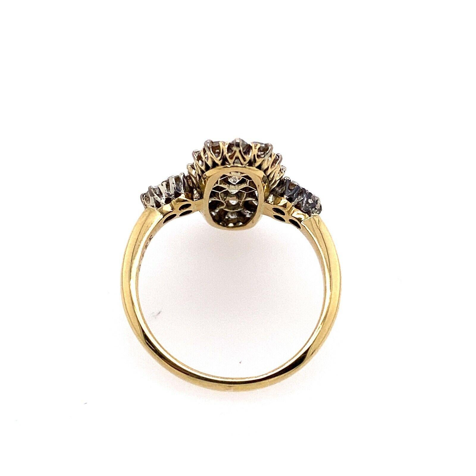 3.0ct Antique Lozenge Shape Victorian Cut Diamond Cluster Ring in 18ct Gold In Excellent Condition For Sale In London, GB