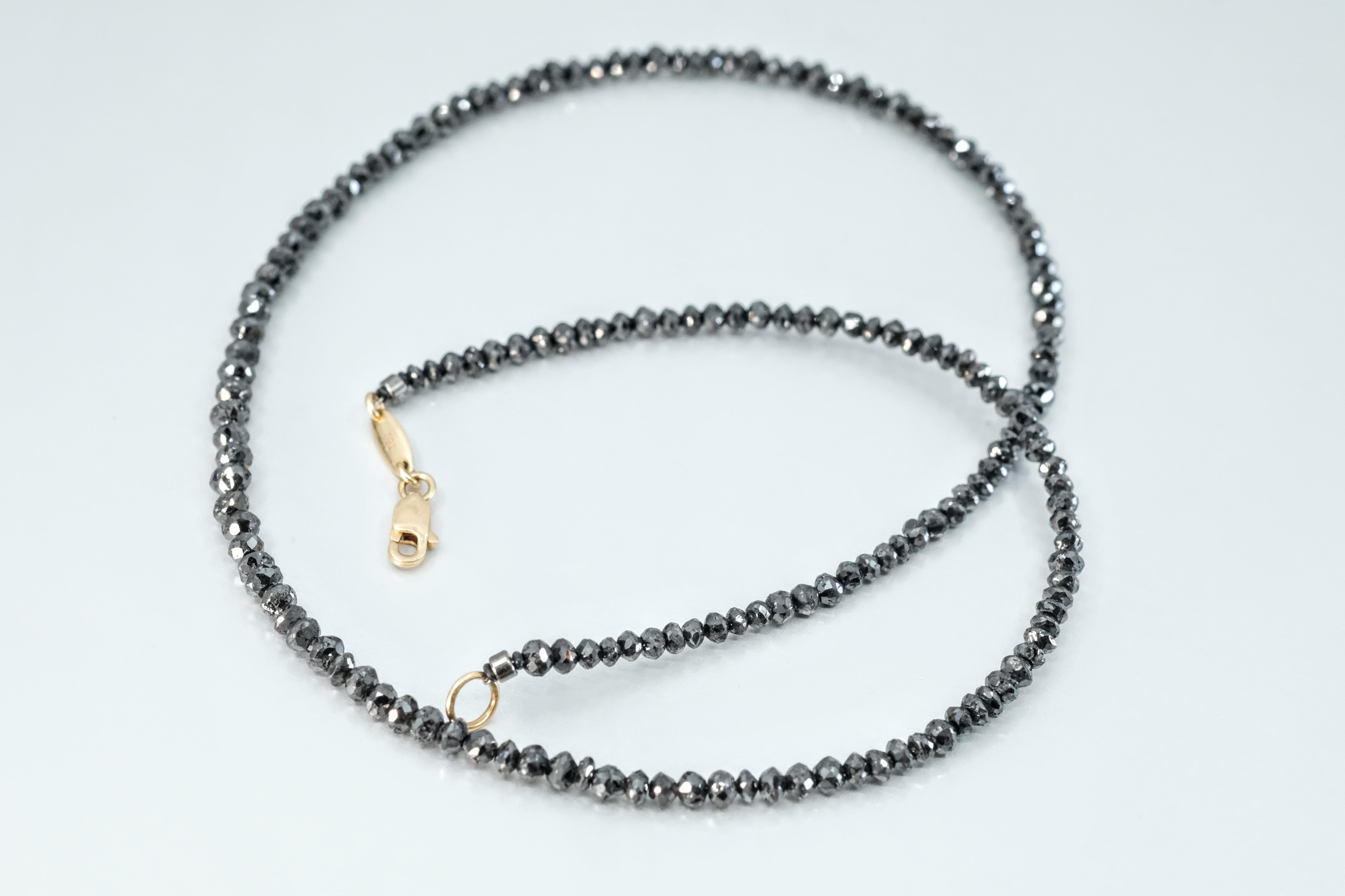 30ct Black Diamond Necklace, 18k yellow gold clasp In New Condition For Sale In SYDNEY, AU