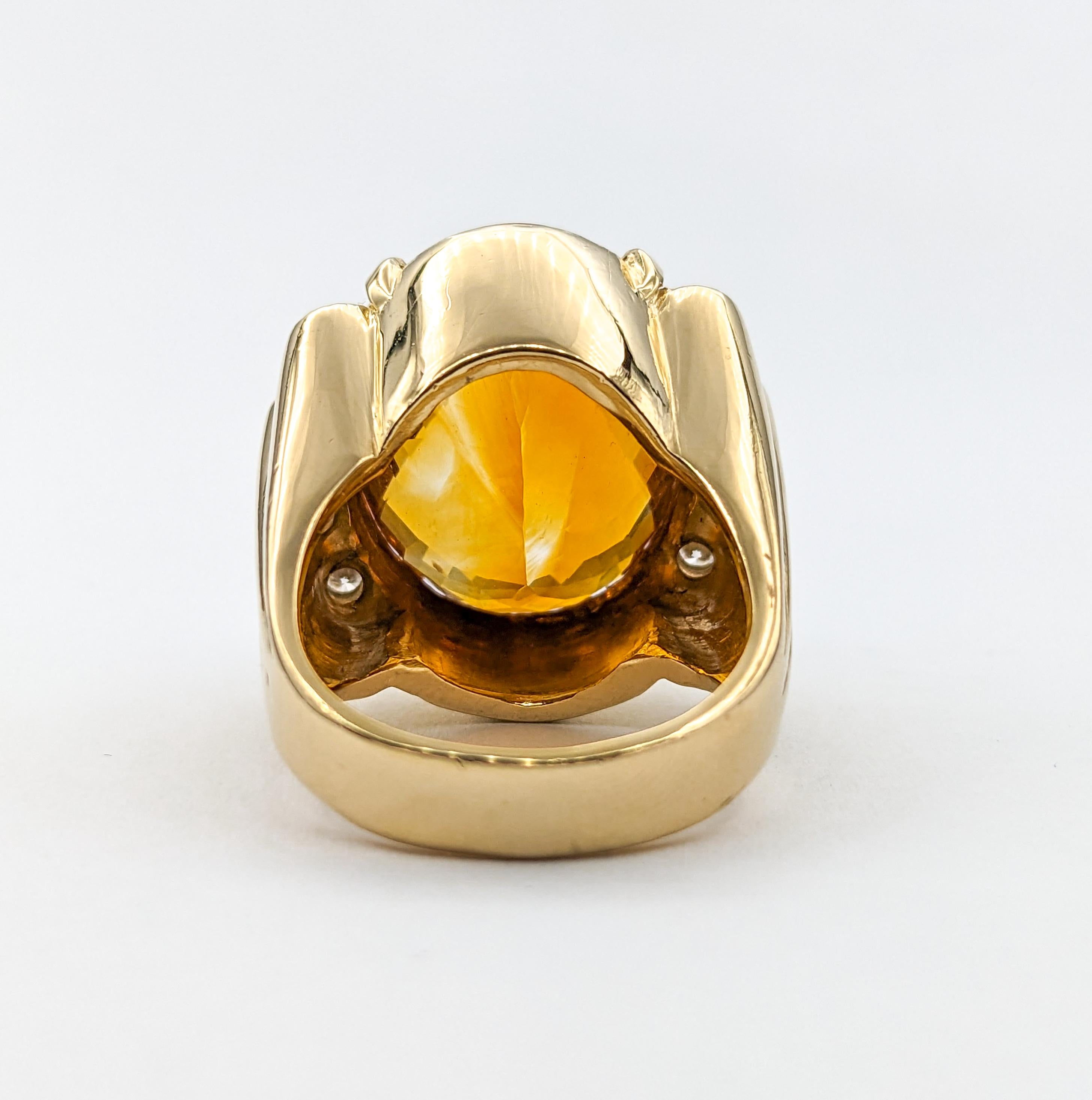30ct Citrine & Diamond Ring In Yellow Gold For Sale 5
