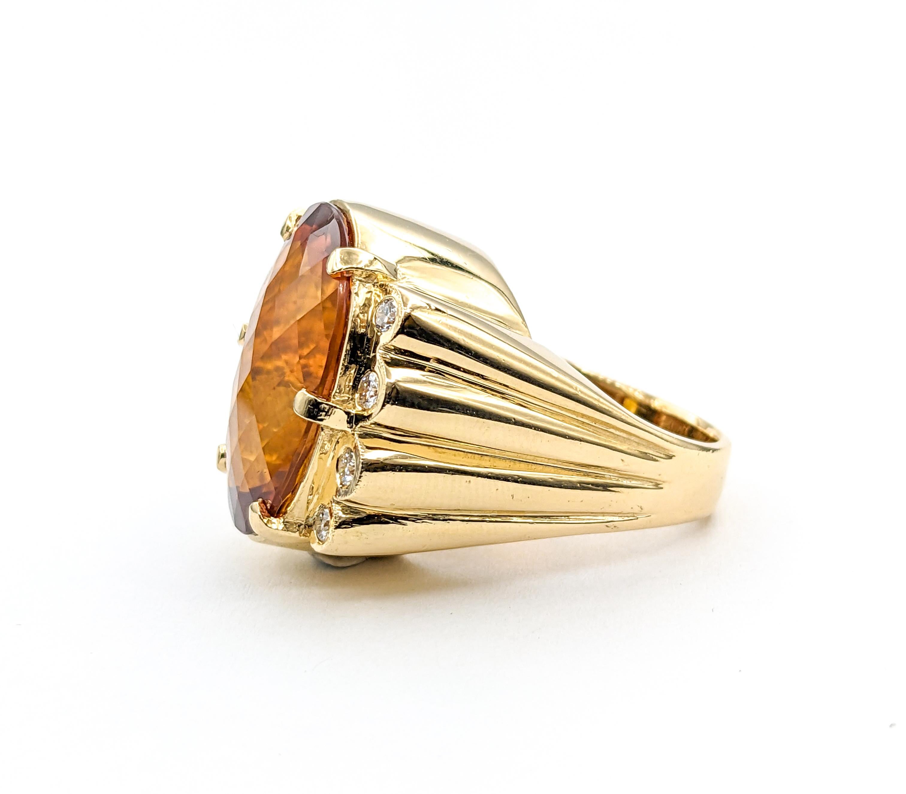 30ct Citrine & Diamond Ring In Yellow Gold For Sale 6