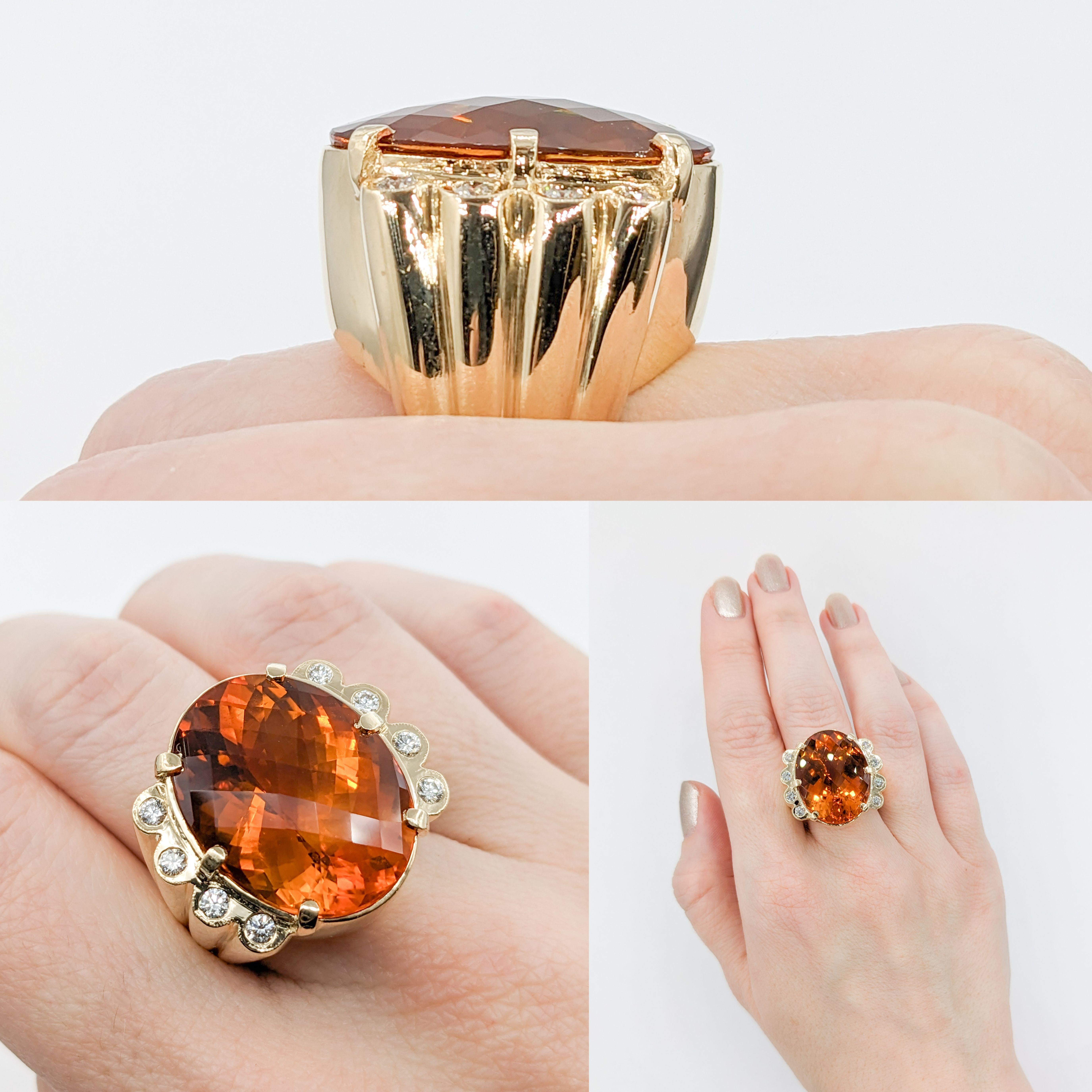 Modern 30ct Citrine & Diamond Ring In Yellow Gold For Sale
