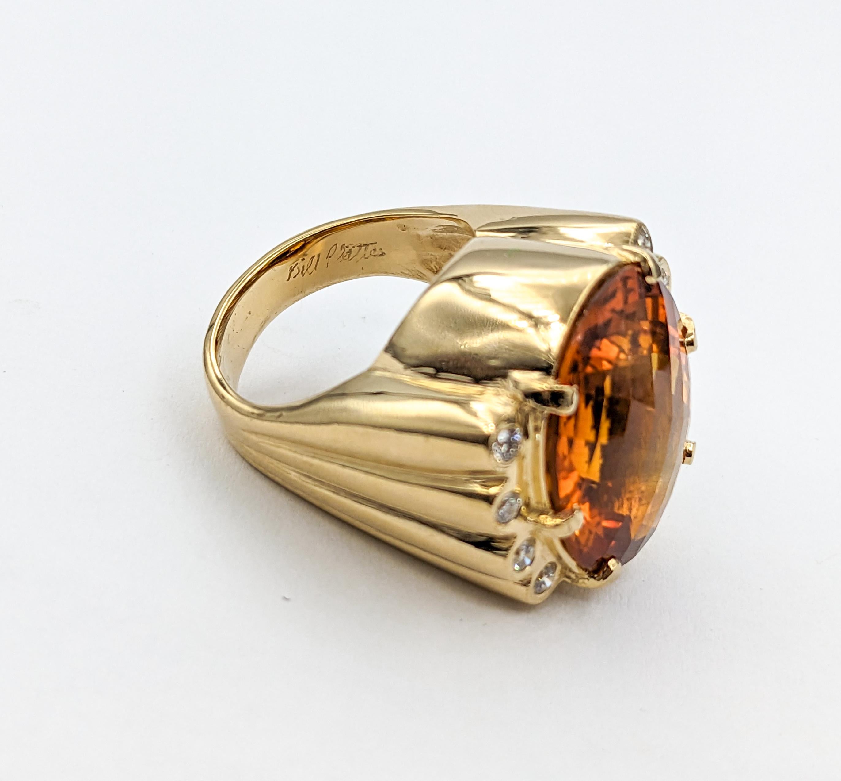 30ct Citrine & Diamond Ring In Yellow Gold For Sale 1