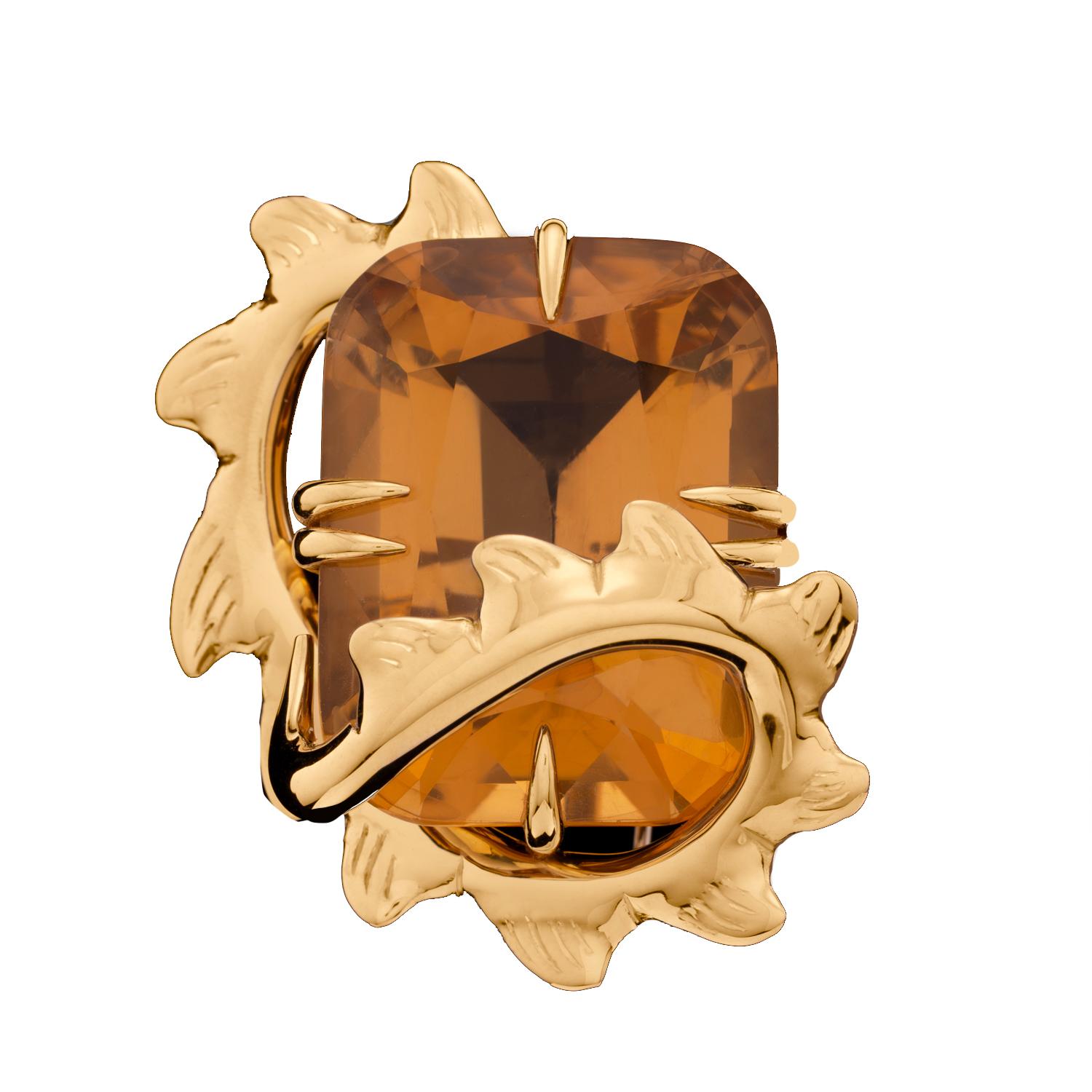 30ct Goldener Citrin Krokodilleder Spiral-Brosche /Anhänger Choker Multifunktional (Kunsthandwerker*in) im Angebot