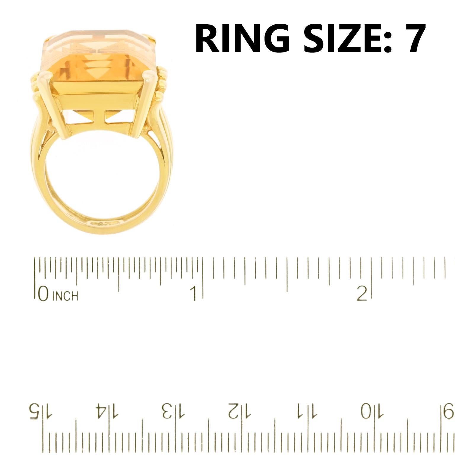 Emerald Cut 30 Carat Modernist Citrine Ring by Weber & Cie