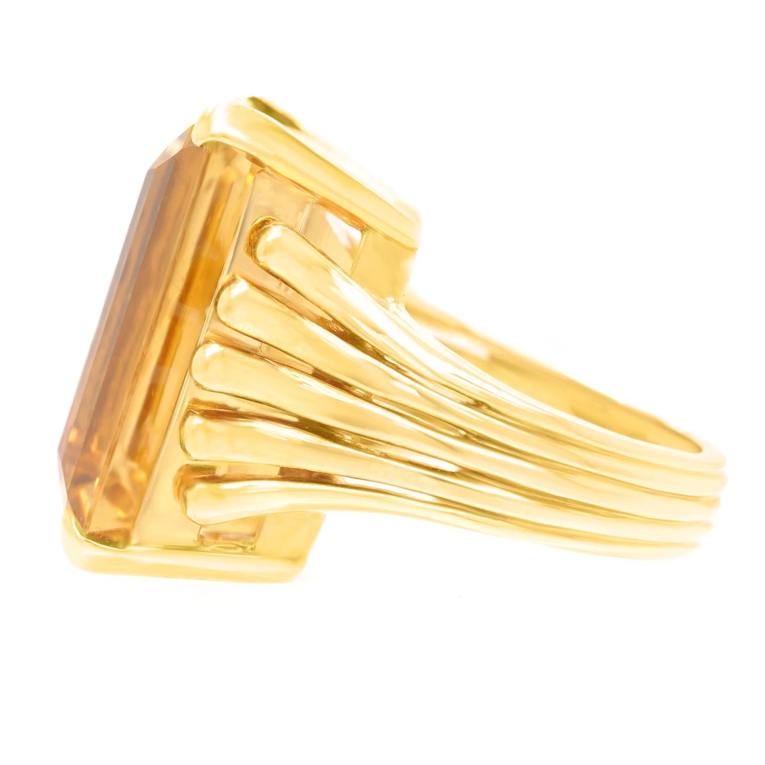 30 Carat Modernist Citrine Ring by Weber & Cie In Excellent Condition In Litchfield, CT