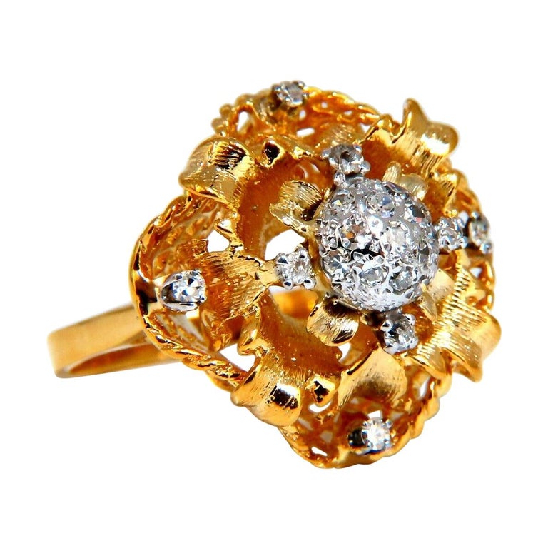 .30ct Natural Diamonds Filigree Curling Ring 14kt For Sale at 1stDibs