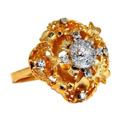 .30ct Natural Diamonds Filigree Curling Ring 14kt*