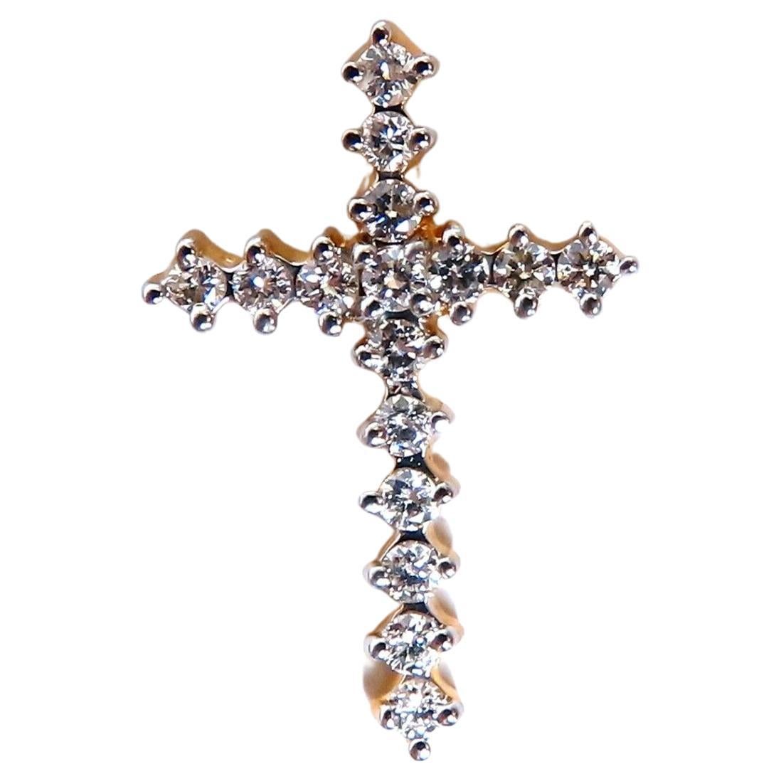 .44ct Natural Diamonds Petite Cross Pendant 14kt For Sale at 1stDibs