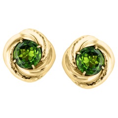 30Ct Natural Round Peridot Earrings by Andrew Clunn in 18 Kt Hammered Gold, Clip