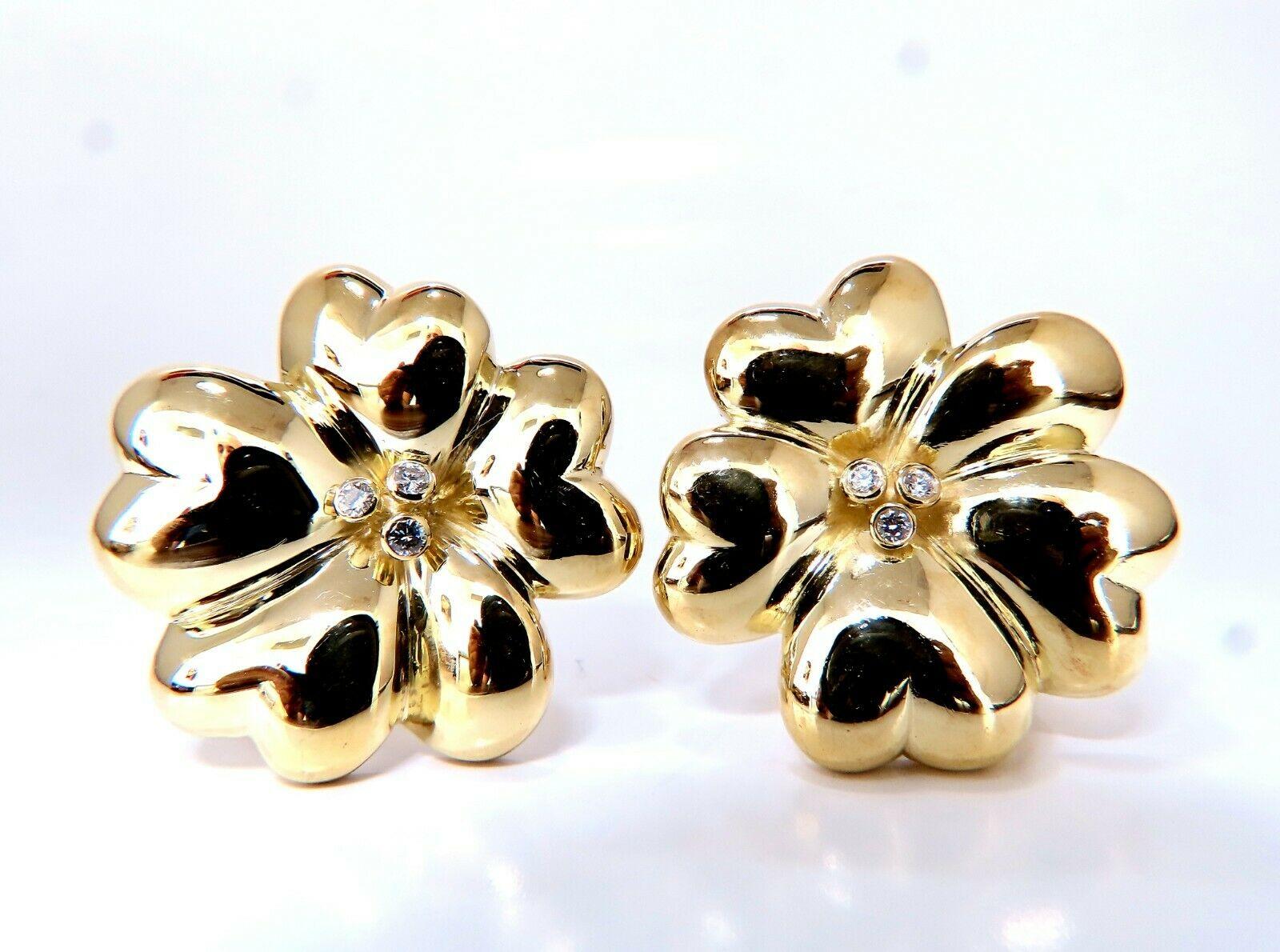 .30ct Round Diamond Circular Stacking Heart Clip Earrings 18kt In New Condition For Sale In New York, NY