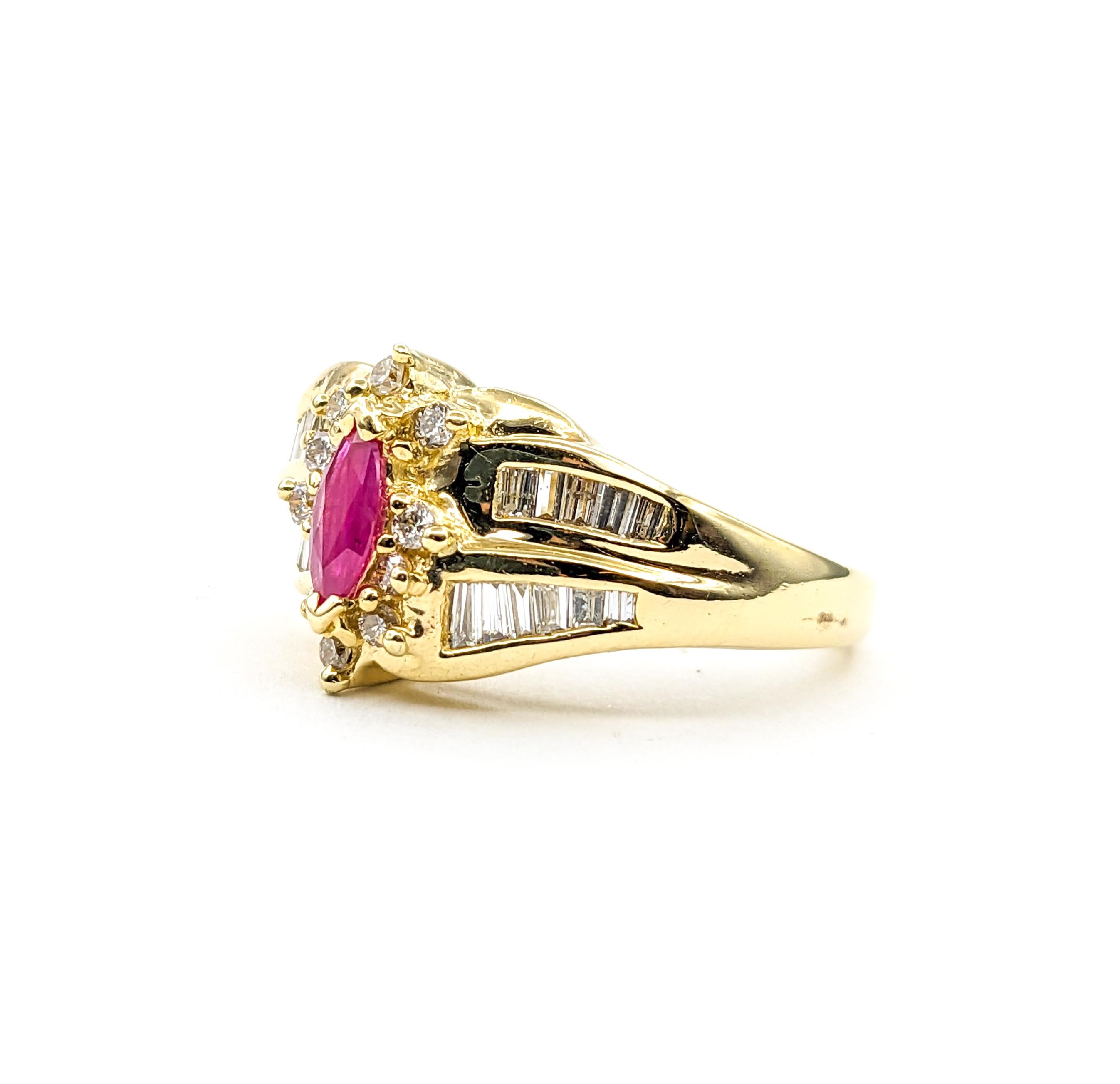 .30ct Ruby & Diamond Ring In Yellow Gold For Sale 4