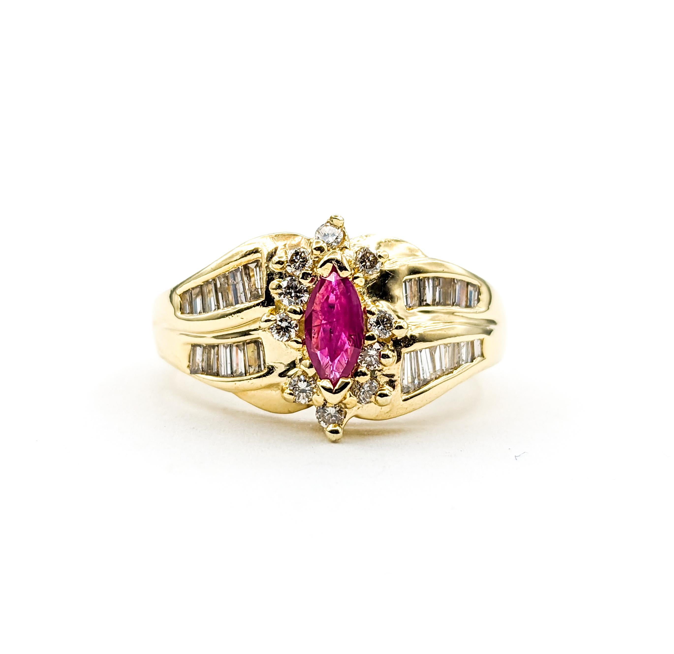 .30ct Ruby & Diamond Ring In Yellow Gold For Sale 5