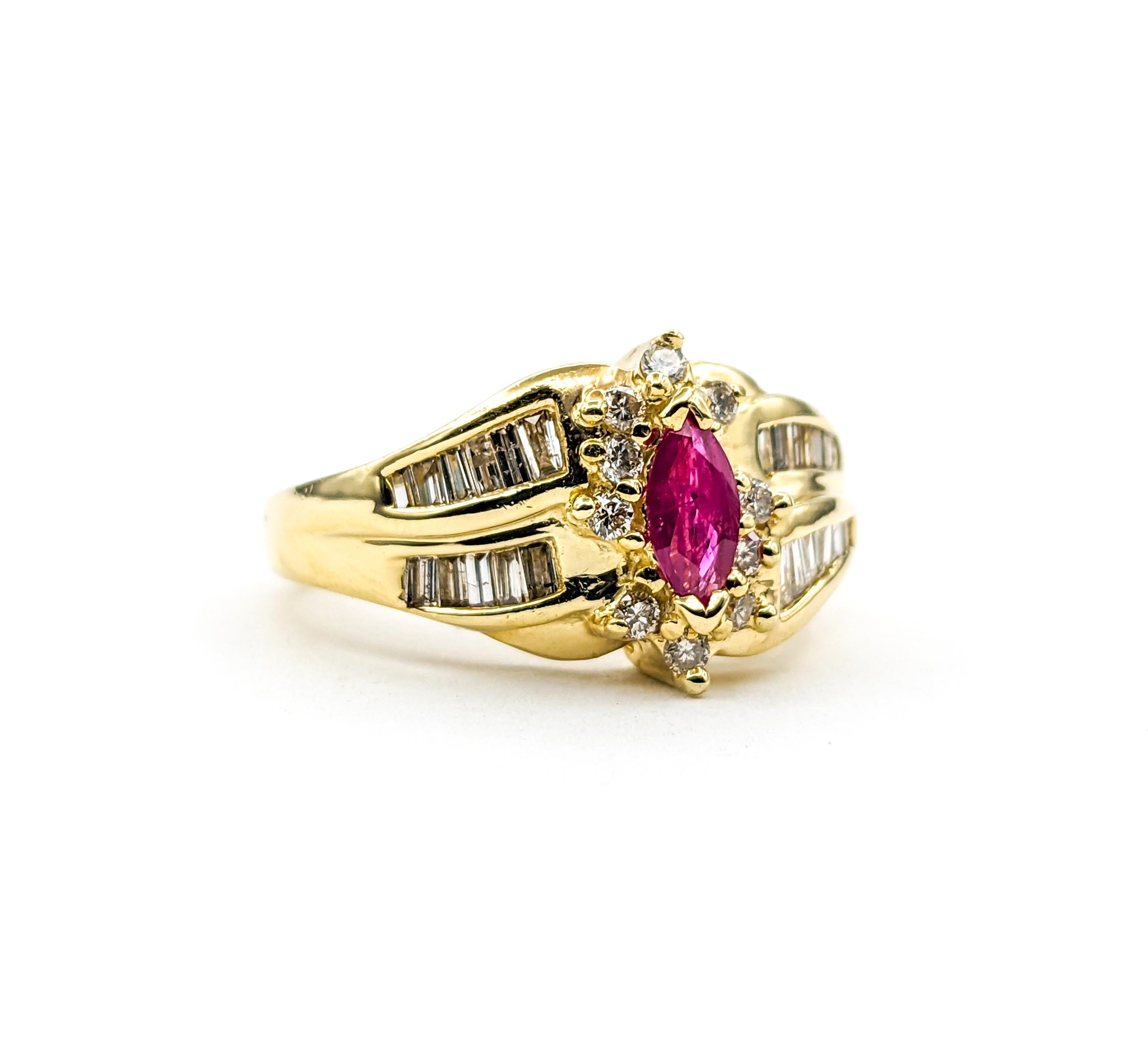 .30ct Ruby & Diamond Ring In Yellow Gold For Sale 1