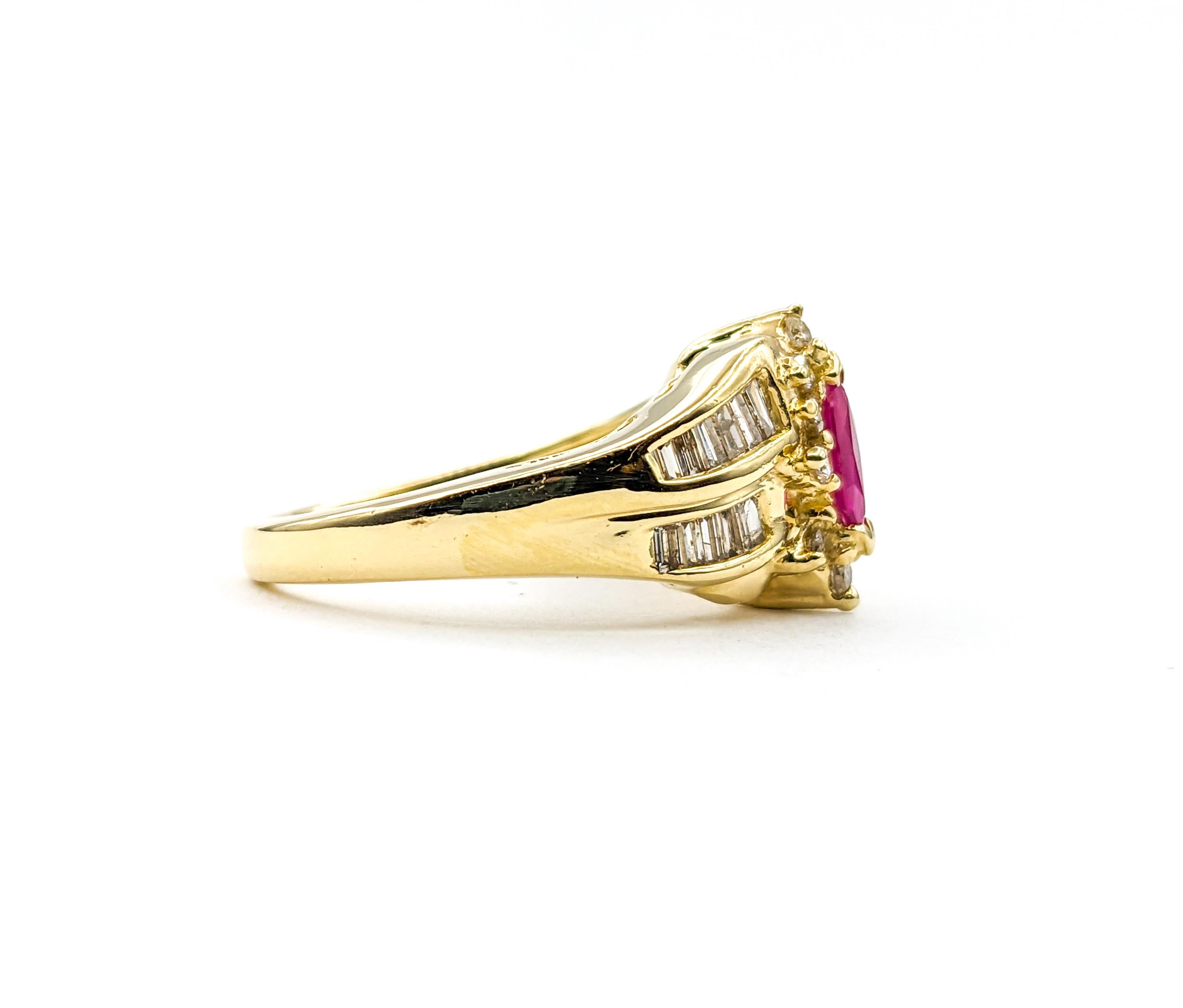 .30ct Ruby & Diamond Ring In Yellow Gold For Sale 2